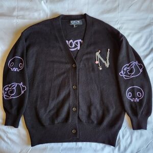 Forever 21 x Hello Kitty & Friends Knit Kuromi Chain Black Smal Cardigan Sweater